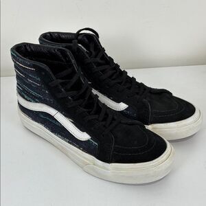 Vans High Top Suede Shoes Women's 7 Black White Skater